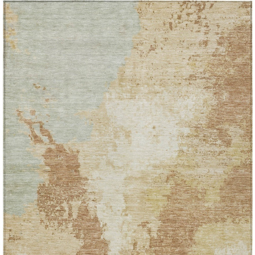 8' X 10' Coral And Ivory Abstract Washable Indoor Outdoor Area Rug