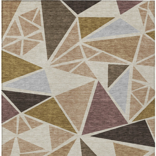 9' X 12' Beige Brown And Gray Geometric Washable Indoor Outdoor Area Rug