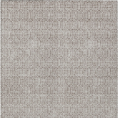 9' X 12' Taupe And Beige Geometric Washable Indoor Outdoor Area Rug