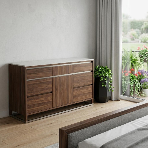 72" White Solid Wood Five Door Combo Dresser