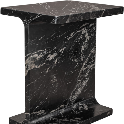 20" Black Marble Pedestal End Table