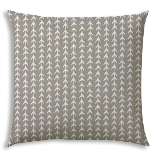 17" X 17" Taupe And White Blown Seam Geometric Lumbar Indoor Outdoor Pillow