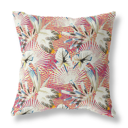 28 White Red Tropical Indoor Outdoor Throw Pillow