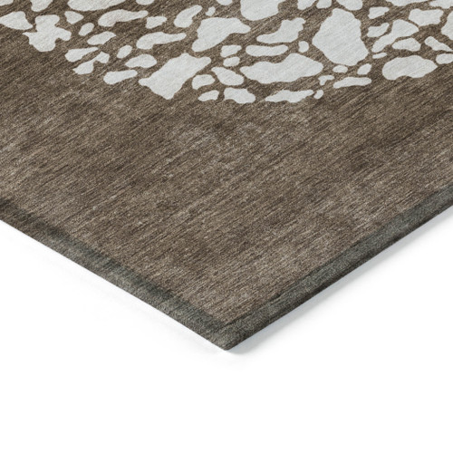 9' X 12' Chocolate And Taupe Abstract Washable Indoor Outdoor Area Rug