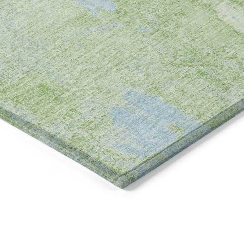 10' X 14' Green And Sky Blue Abstract Washable Indoor Outdoor Area Rug