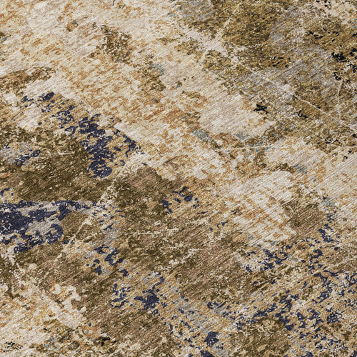 5' X 8' Khaki And Taupe Abstract Washable Indoor Outdoor Area Rug