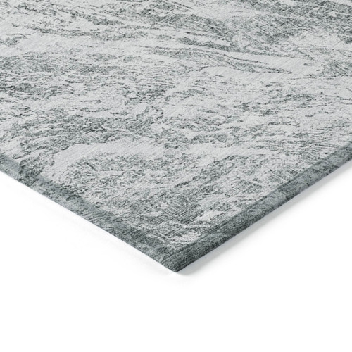 5' X 8' Gray And Ivory Abstract Washable Indoor Outdoor Area Rug