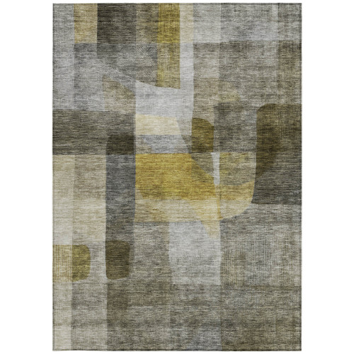 3' X 5' Taupe Gray And Green Abstract Washable Indoor Outdoor Area Rug