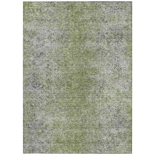 8' X 10' Fern Green Artichoke Green And Ivory Oriental Washable Indoor Outdoor Area Rug