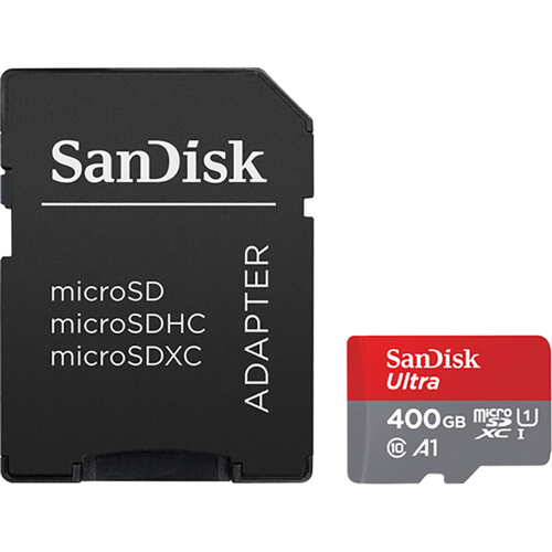 SanDisk Ultra microSDHC Memory Card, 400GB, 120MB/s, C10, UHS, U1, A1, Card with Adapter