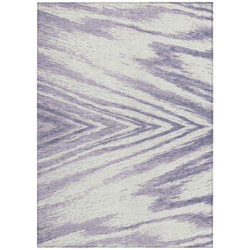 3' X 5' Lavender And Ivory Abstract Washable Indoor Outdoor Area Rug