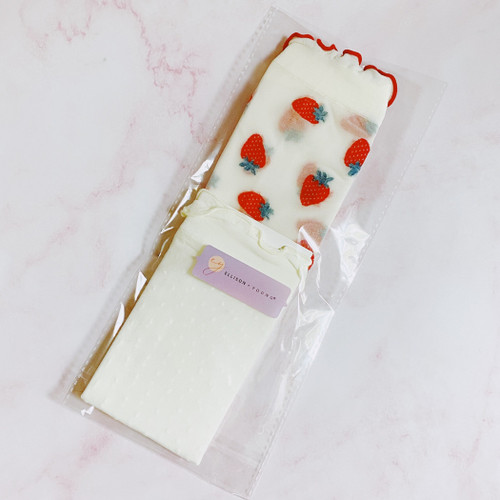 Dots And Strawberries Sheer Socks  