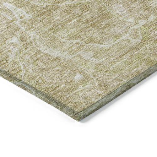 5' X 8' Beige Ivory And Artichoke Green Abstract Washable Indoor Outdoor Area Rug