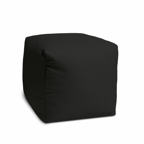 17" Cool Jet Black Solid Color Indoor Outdoor Pouf Ottoman