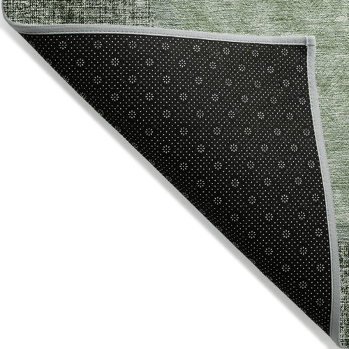 3' X 5' Olive Green And Artichoke Green Geometric Washable Indoor Outdoor Area Rug