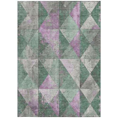 8' X 10' Sage And Purple Geometric Washable Indoor Outdoor Area Rug