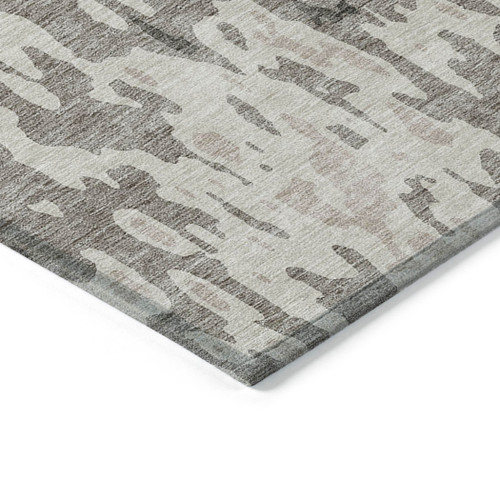 10' X 14' Taupe And Ivory Abstract Washable Indoor Outdoor Area Rug