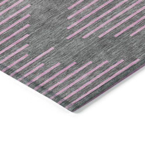 3' X 5' Gray And Pink Geometric Washable Indoor Outdoor Area Rug