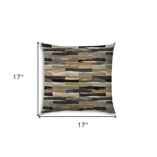 17" X 17" Gray And White Blown Seam Geometric Lumbar Indoor Outdoor Pillow