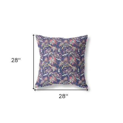 28 Midnight Blue Roses Indoor Outdoor Throw Pillow