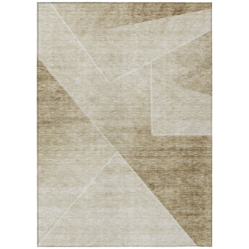 5' X 8' Beige Tan And Ivory Abstract Washable Indoor Outdoor Area Rug