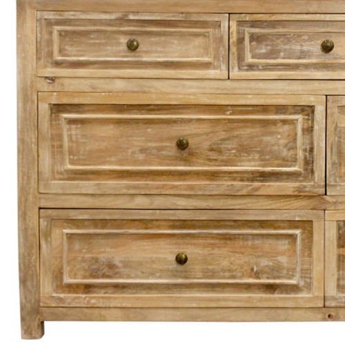 68" Natural Solid Wood Seven Drawer Double Dresser