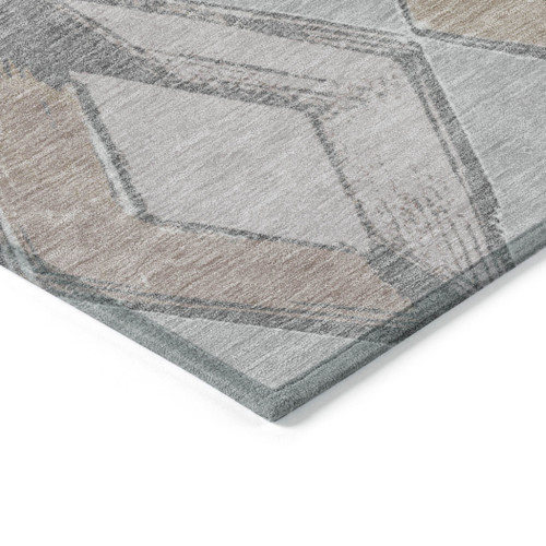 Round Geometric Washable Indoor Outdoor Area Rug
