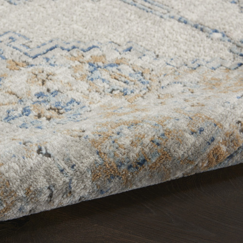4' X 6' Grey And Light Blue Oriental Power Loom Non Skid Area Rug