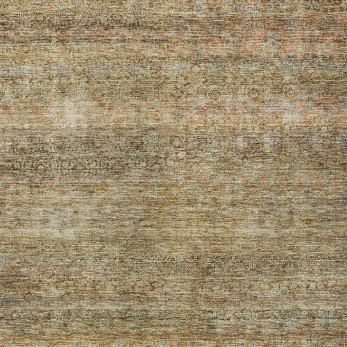 5' X 8' Wheat And Brown Striped Washable Indoor Outdoor Area Rug