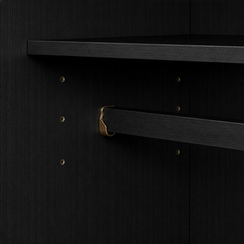 74" Black Solid Wood Four Door Combo Dresser