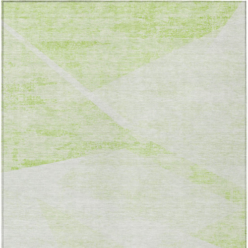 5' X 8' Artichoke Green Lime Green And Ivory Abstract Washable Indoor Outdoor Area Rug