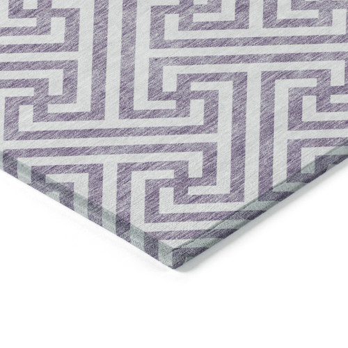 5' X 8' Purple And Ivory Geometric Washable Indoor Outdoor Area Rug