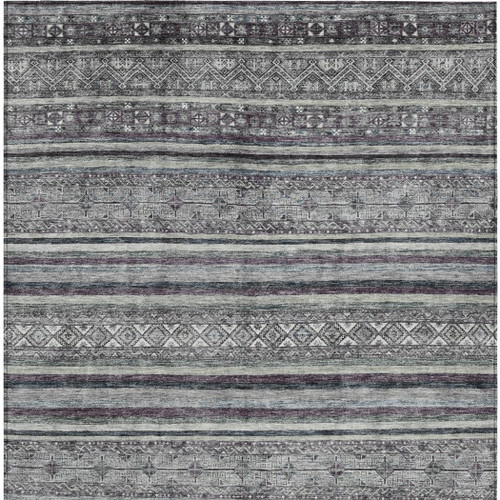 3' X 5' Gray Silver And Charcoal Southwestern Washable Indoor Outdoor Area Rug