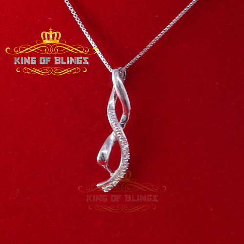 10K White Gold Finish in Silver Pendant with Lab Created Diamonds