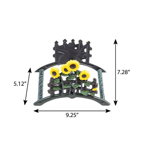 7" Yellow Black And Green Iron Sunflowers Garden Hose Hanger