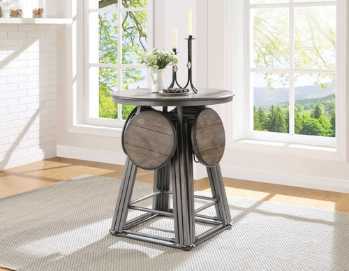 30" X 30" X 36" 5Pc Brown Top And Bronze Counter Height Set