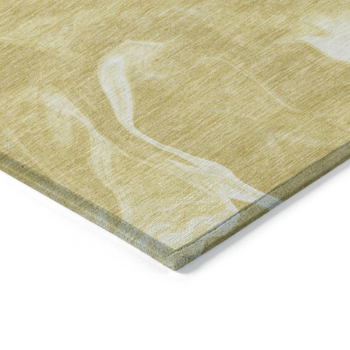 10' X 14' Gold Wheat And Ivory Abstract Washable Indoor Outdoor Area Rug