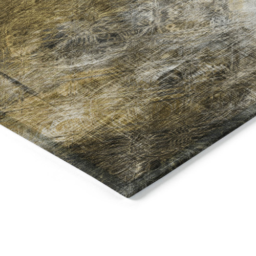 8' X 10' Brown Beige And Gold Abstract Washable Indoor Outdoor Area Rug