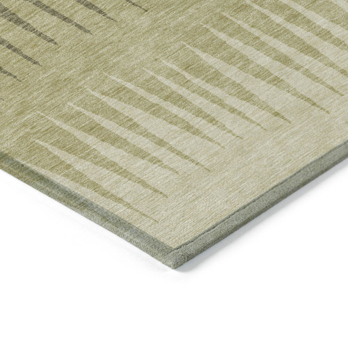 8' X 10' Green And Light Green Striped Washable Indoor Outdoor Area Rug