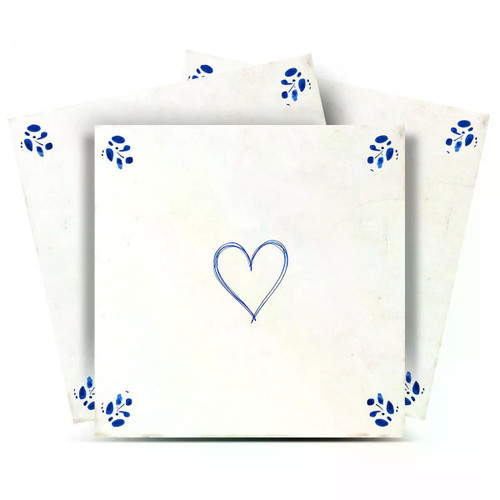 4" x 4" Blue Vinyl Arabesque Peel And Stick Removable Tiles
