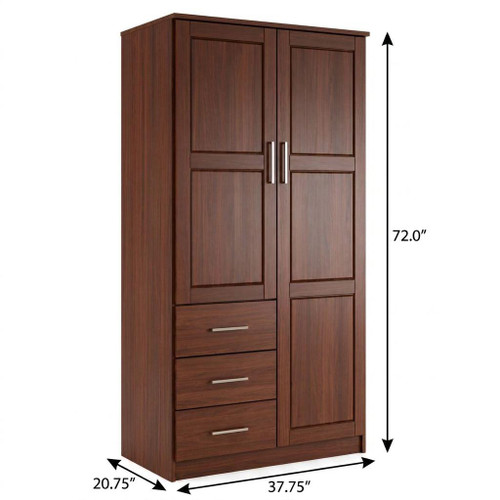 72" Coffee Solid Wood Two Door Three Drawer Combo Dresser
