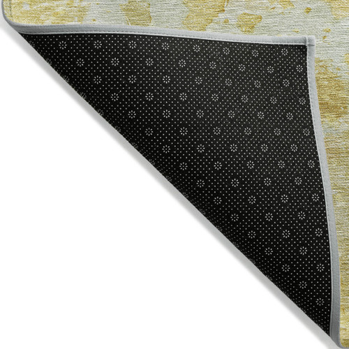 8' X 10' Gold Abstract Washable Indoor Outdoor Area Rug