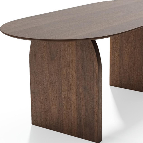 67" Walnut Solid Wood Double Pedestal Base Oval Dining Table