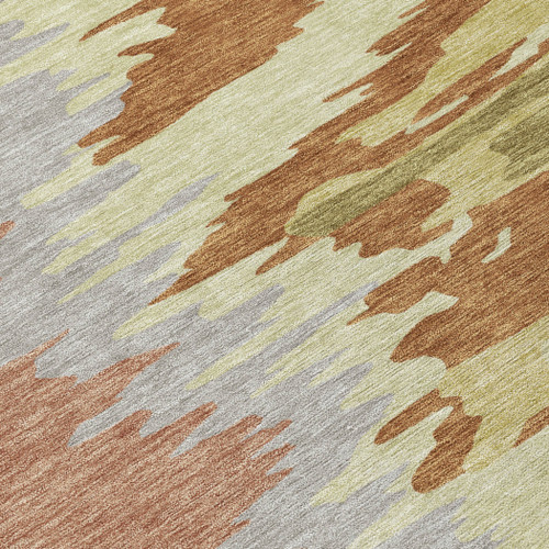 5' X 8' Rust Gray And Green Abstract Washable Indoor Outdoor Area Rug