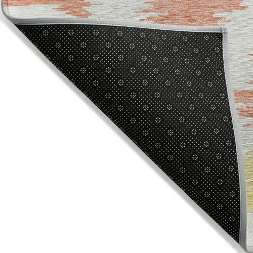 3' X 5' Coral Beige And Orange Abstract Washable Indoor Outdoor Area Rug