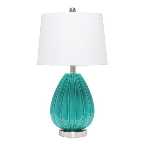 Glass And Metal Novelty Table Lamp With White Drum Shade