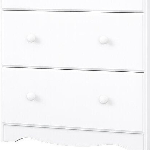 32" White Solid Wood Five Drawer Dresser