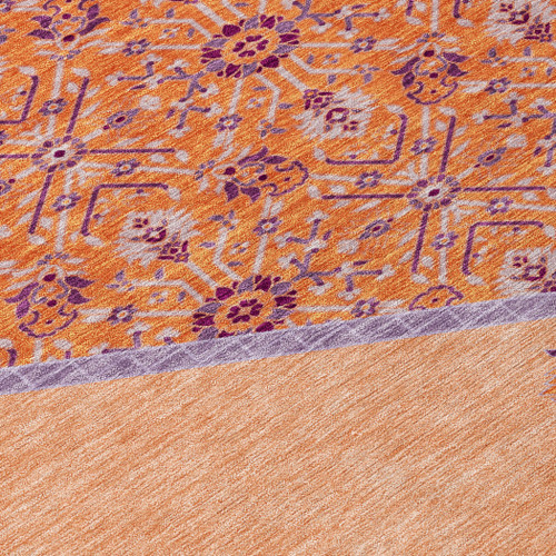 3' X 5' Peach Purple And Burgundy Oriental Washable Indoor Outdoor Area Rug