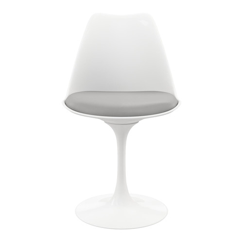 Set of Four Gray and White Faux Leather Swivel Dining Side Chairs