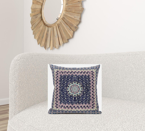18 Pink Indigo Holy Floral Zippered Suede Throw Pillow